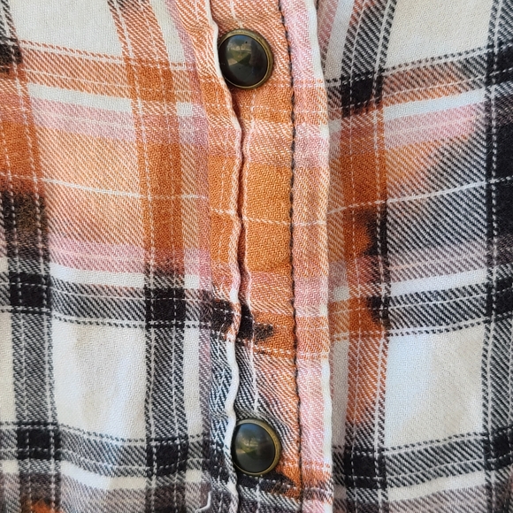 Custom tie dye Bleach plaid button up shirt - Picture 6 of 9